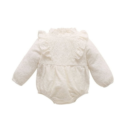 

Zrbywb Baby Jumpsuit Clothes Baby Girls Boys Solid Lace Ruffle Autumn Long Sleeve Romper Bodysuit Clothes