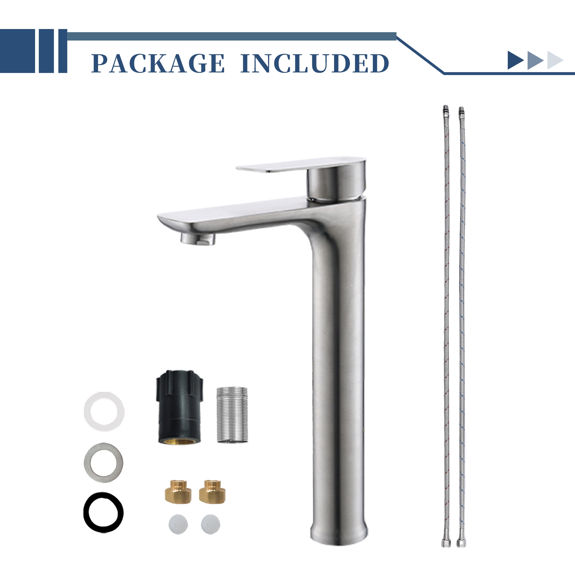 Bathroom Vessel Sink Faucet Basin Mixer Tap 1 Hole Single Handle Tall Silver