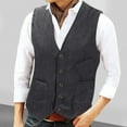 thumbnail image 2 of BiZtdJrK Casual Suit Vest Men Corduroy V Neck Button Down Vintage Waistcoat Western Cowboy Sleeveless Slim Fit Jackets with Pockets Dark Gray XXXL, 2 of 7