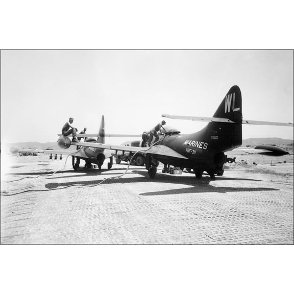24"x36" Gallery Poster, Grumman F9F-2B Panthers VMF-311 Tomcats Korean War