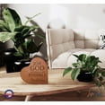 thumbnail image 2 of Engraved Wooden Inspirational Heart Block 5” x 5.25” x 0.75” - With God All Things, 2 of 14