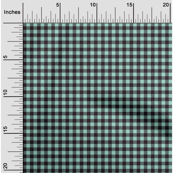 oneOone Cotton Poplin Aquamarine Fabric Check Fabric For Sewing Printed Craft Fabric By The Yard 42 Inch Wide