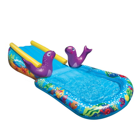 Banzai Kid Toddler Outdoor Inflatable My First Water Slide and Splash Pool