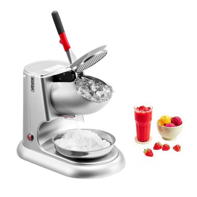 VEVOR Commercial Ice Crusher 220LBS/H Electric Snow Cone Maker Shaved Ice Silver