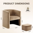 thumbnail image 6 of AFO Velvet Barrel Chair with Storage Ottoman, Cozy Armchair Accent Chair Set of 1 for Living Room and Bedroom, Khaki, 6 of 9