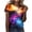 ☃228-Multicolor, variant on Summer T-Shirt for Women Casual Nature Fasion Athletic Blouses Short Sleeve Round Neck Starry Sky Printed Graphic Tops