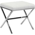 thumbnail image 3 of PetFurnishn Vanity Stool, Modern PU Leather Ottoman Stool Chair for Vanity Bench with Metal X Legs, Rectangle Makeup Stools Padded Foot Rest Ottoman for Makeup Room, Living Room, Bathroom, White, 3 of 7