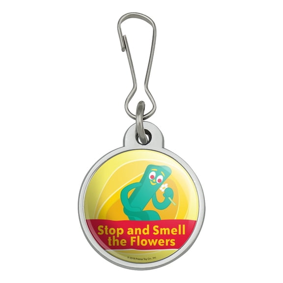 Stop and Smell the Flowers - Gumby Jacket Handbag Purse Luggage Backpack Zipper Pull Charm