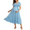 thumbnail image 1 of Vestido de maternidad Pinup Fashion Blue Floral Verano 2025, 1 of 6