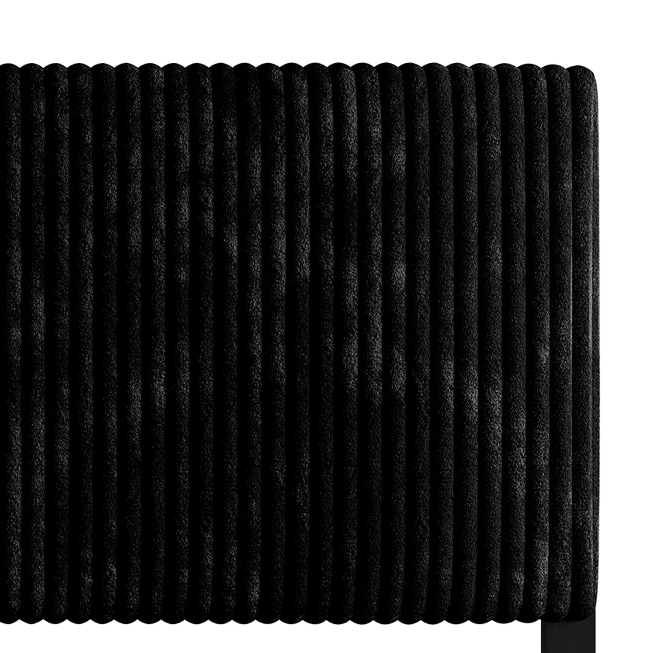 Castle Place Cozy Corduroy Velvet Upholstered Full Headboard, Black
