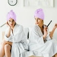 thumbnail image 2 of Unique Bargains 2 Pcs Soft Hair Towel Coral Fleece for Wet Long Hair Purple, 2 of 7