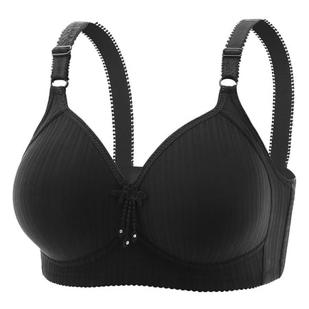 nerohusy Women s Plus Size Bras Front Closure Daisy Bras for Older Women Daisy Bra Daisy Bra for Seniors Front Closure Comfortable Convenient No Wire Buckle Bra Black XL