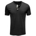 thumbnail image 4 of Camisa de manga corta con cuello redondo y botones para hombre: poliéster, color liso, informal/de ocio, tallas grandes, invierno/primavera, 4 of 5