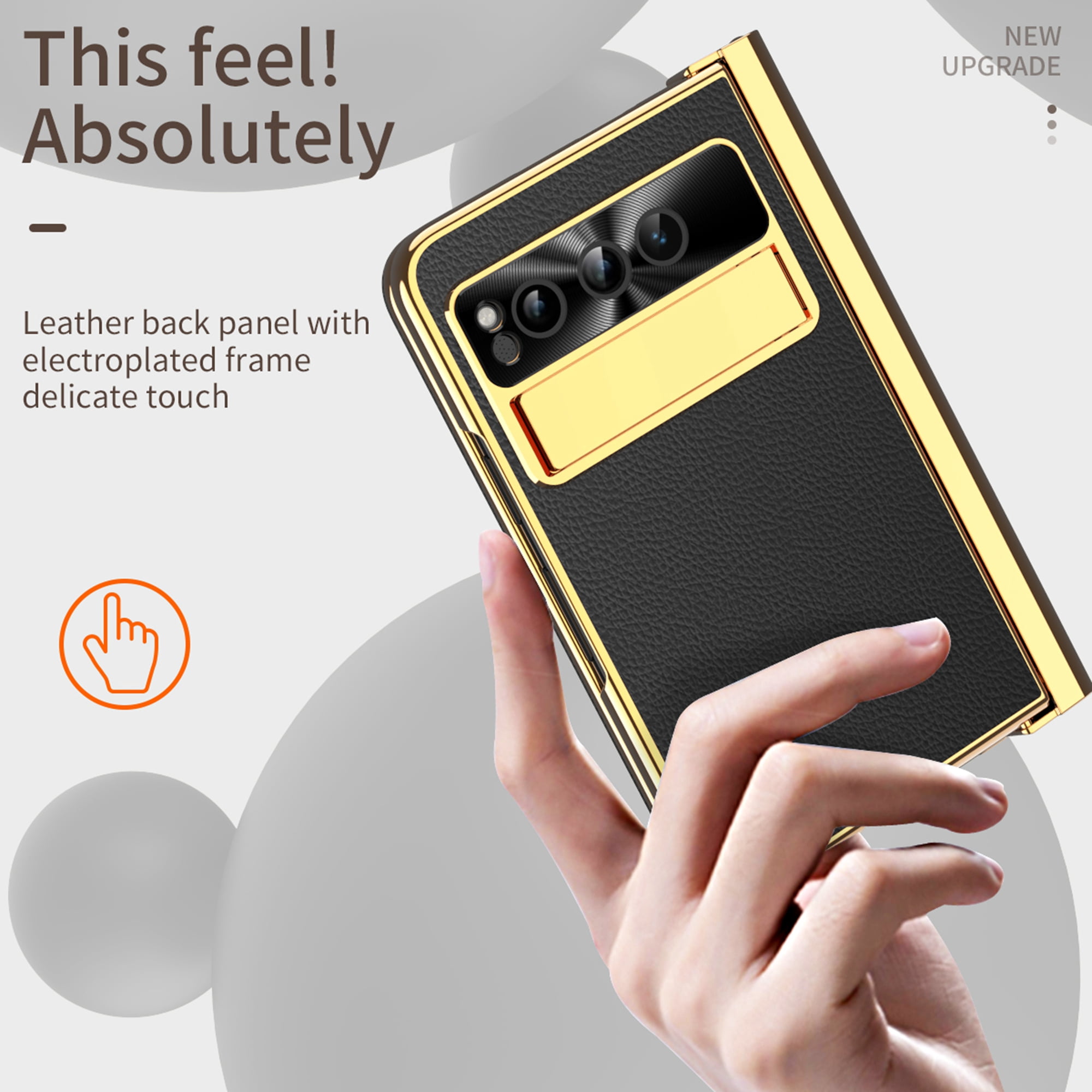 Dteck for Google Pixel Fold Case with Built-in Tempered Glass Screen Protector, Full Body Hinge Protection Shockproof Case with Pen Slot for Pixel Fold, Black