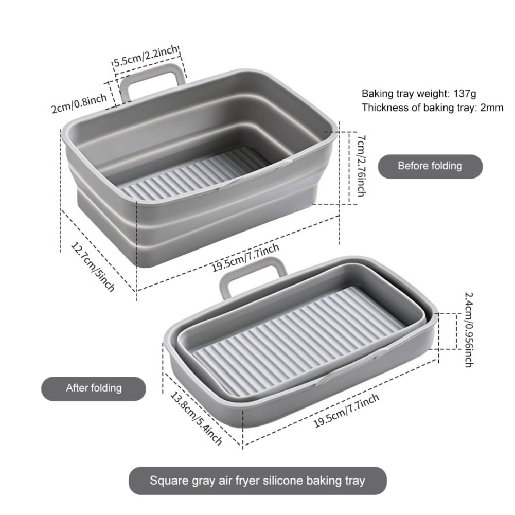 10QT Air Fryer Silicone Liners, MMH 2Pcs Rectangular Airfryer Silicone Pot  Baking Tray Reusable Replacement Basket Insert for Ninja DZ401/DZ550 