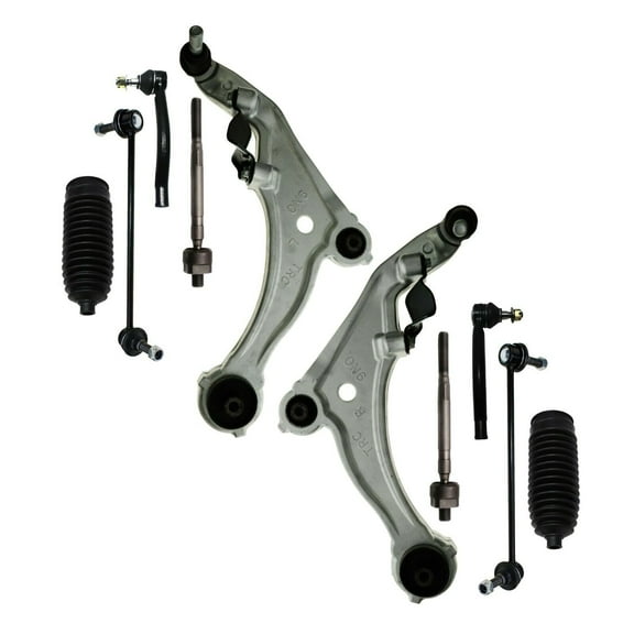 10 Pc Suspension Kit Front Lower Control Arm with Ball Joints Passenger & Driver Side Tie Rod Ends Sway Bar Links Bellow Boots Fits select: 2009-2014 NISSAN MAXIMA