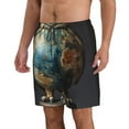 thumbnail image 2 of Cauagu Owl Globe Sculpture Print Men's Swim Trunks,Hawaiian Bathing Suit Swimsuits Beach Shorts with Pockets for Men Quick Dry Swimming Board Shorts-XX-Large, 2 of 6