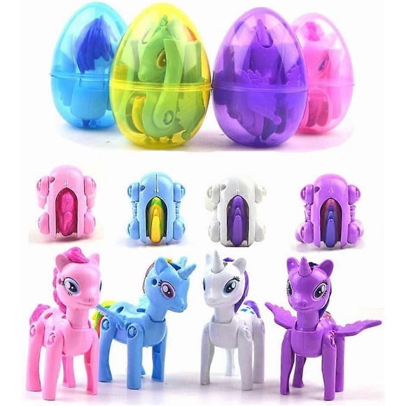 4 Pack Jumbo Unicorn Deformation Easter Eggs with Toys Inside for Kids Boys Girls Toddlers Easter Basket Stuffers Fillers Gifts Party Favors