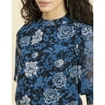 thumbnail image 4 of MoomayaWomens PrintedTurtle Neck Top,Cuffed QuarterSleeves Summer Chic Tops, 4 of 7