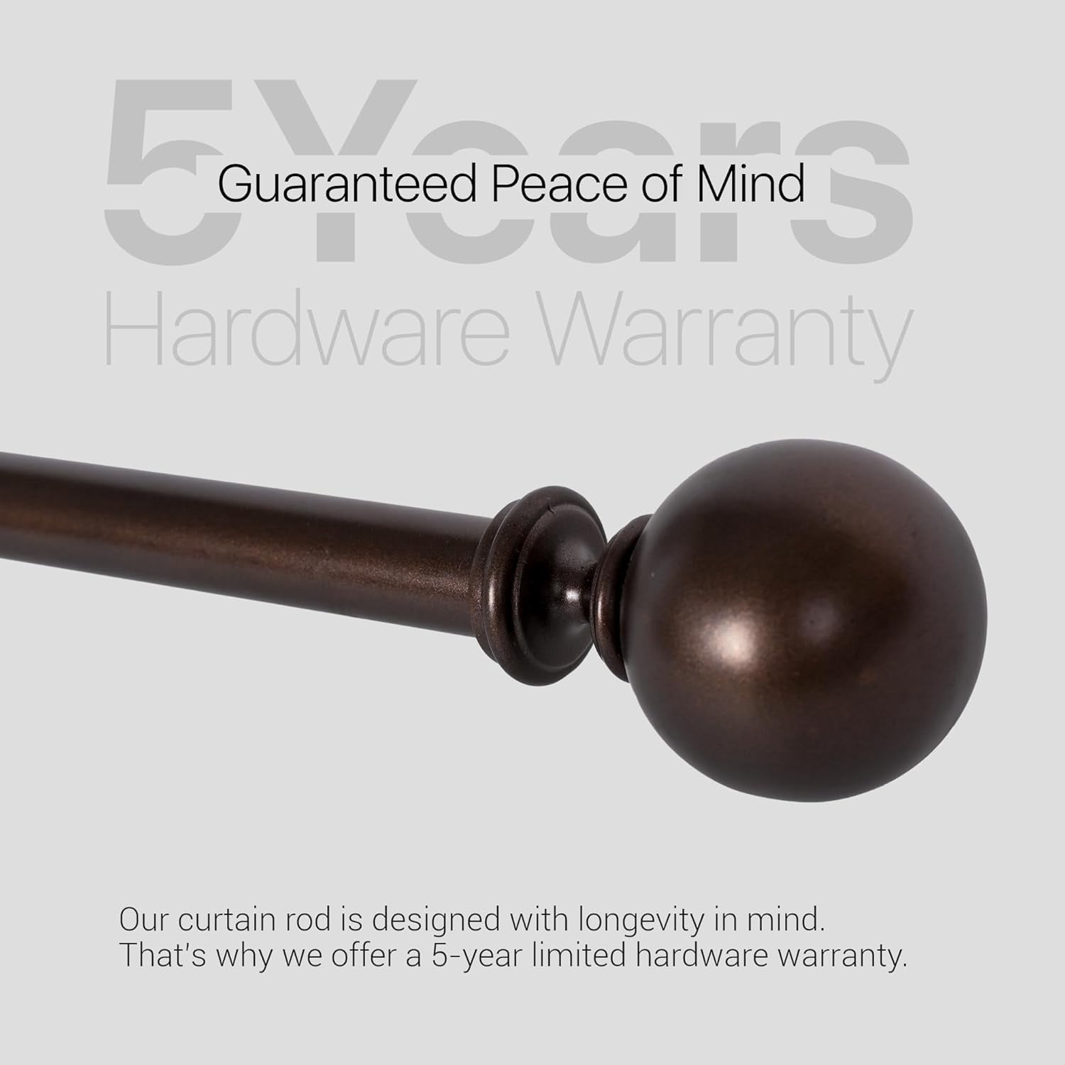 Deco Window Adjustable Curtain Rod for Windows 18 to 44 Inch (Pack of 1) Extendable Curtain Rod with Ball with Acrylic Bush Finial (Brown)