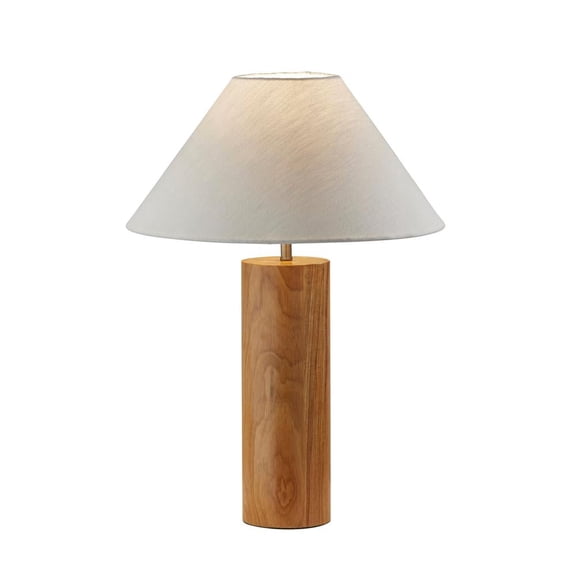 Adesso Martin Table Lamp, Natural Oak Wood with Antique Brass Accent