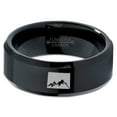 thumbnail image 2 of Tungsten Colorado The Centennial State Mountains Band Ring 8mm Men Women Comfort Fit Black Beveled Edge Polished, 2 of 4