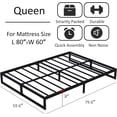 thumbnail image 2 of Lutown-Teen 8 inch Bed Frame Queen Size Heavy Duty Steel Slat Support Metal Platform Queen Bed Frame No Box Spring Needed, Easy Assembly, Black, 2 of 5
