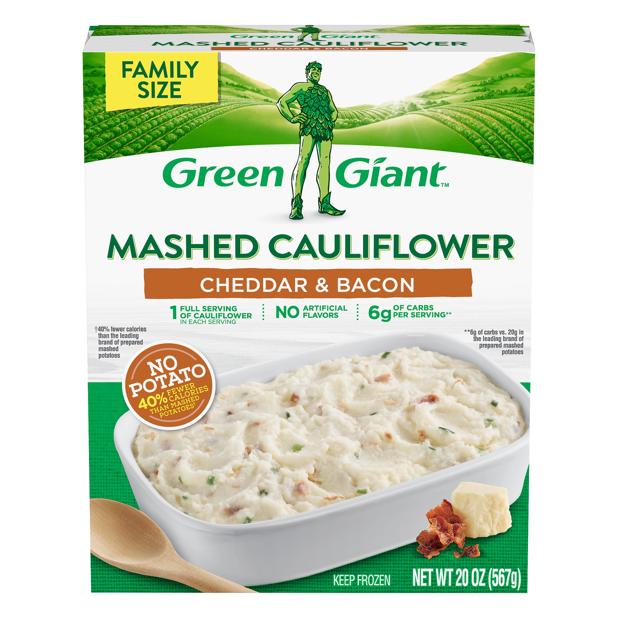 Green Giant Mashed Cauliflower Cheddar & Bacon, Frozen, 20 oz