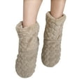 thumbnail image 5 of Crocowalk Mens Slipper Booties Fluffy Slippers Soft Plush Sock Boots Kids Floor Shoes Indoor Cozy House Warm Shoe Camel 11, 5 of 5