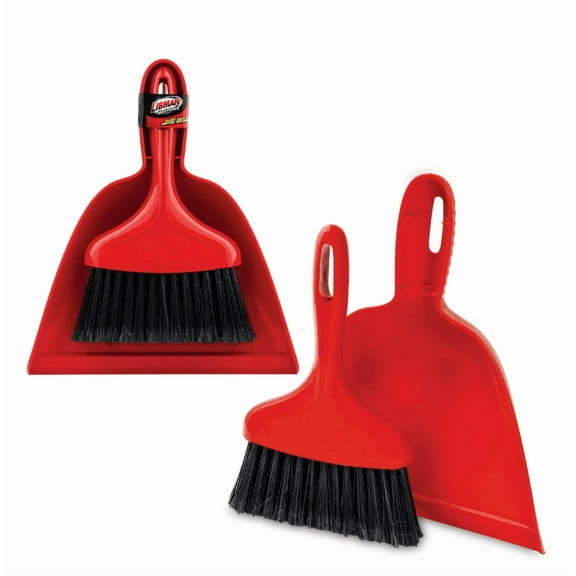 Libman Whisk Broom with Polypropylene Dustpan -Red Black Fibers