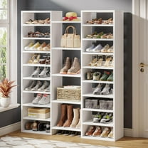 Tribesigns 14-Tier Shoe Rack, 59 in. White Shoe Shelf with 22 Open Cubbies, 46 Pairs Wide Entryway Shoe Organizer Shoe Storage Cabinet for Entryway, Living Room, Bedroom