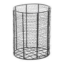 HUBERT Wire Storage Basket Round Black Steel - 7 1/4 Dia x 9 7/16 H