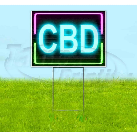 Cbd Neon (18" x 24") Yard Sign, Includes Metal Step Stake