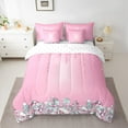 thumbnail image 2 of Feelyou Chic Princess Fashion Twin Bedding Sets 7-Piece, Glitter Sequin Print Bedding Comforter Set, Teen Adult Girl Female Sheet Sets, Breathable Home Decor, 2 of 7