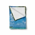 thumbnail image 2 of Beach Soft Flannel Fleece Blanket, Tropical Exotic Seashore with Palm Trees and Clear Sky Island Nature Summertime, Cozy Plush for Indoor and Outdoor Use, 50" x 70", Blue White Green, by Ambesonne, 2 of 6