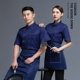 thumbnail image 1 of serony Chef Uniform Short Sleeve Kitchen Apron Double-breasted Suits Comfortable Stitching Shirts for Men Simple Style for Coffee Bar Blue 3XL, 1 of 8