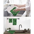 thumbnail image 5 of Saint Patrick's Day Kitchen Dish Towels for Drying Dishes Set of 4, Country Green Plaid Shamrock Clovers Waffle Weave Microfiber Hand Tea Bathroom Towels Quick Dry & Absorbent Towel 12x12, 5 of 7