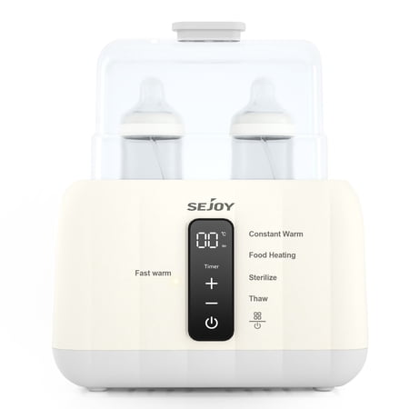 Sejoy Bottle Warmer For Baby,6-in-1 Fast Baby Milk Warmer with LCD Display,Double Bottle Warmer,Steam Sterilizer,24H Temperature Control for Breastmilk & Formula