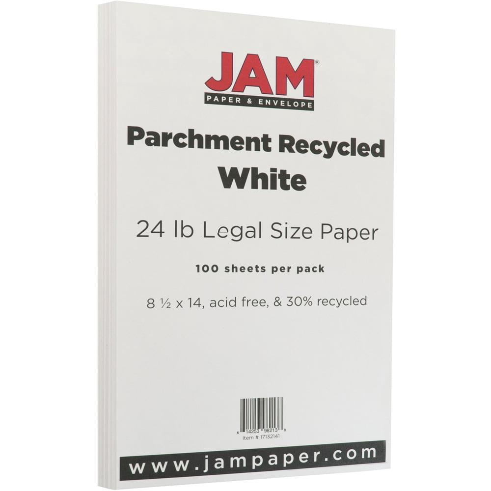 JAM Paper Wove Legal Paper, 8.5x14, 100/Pack, 32lb Bright White