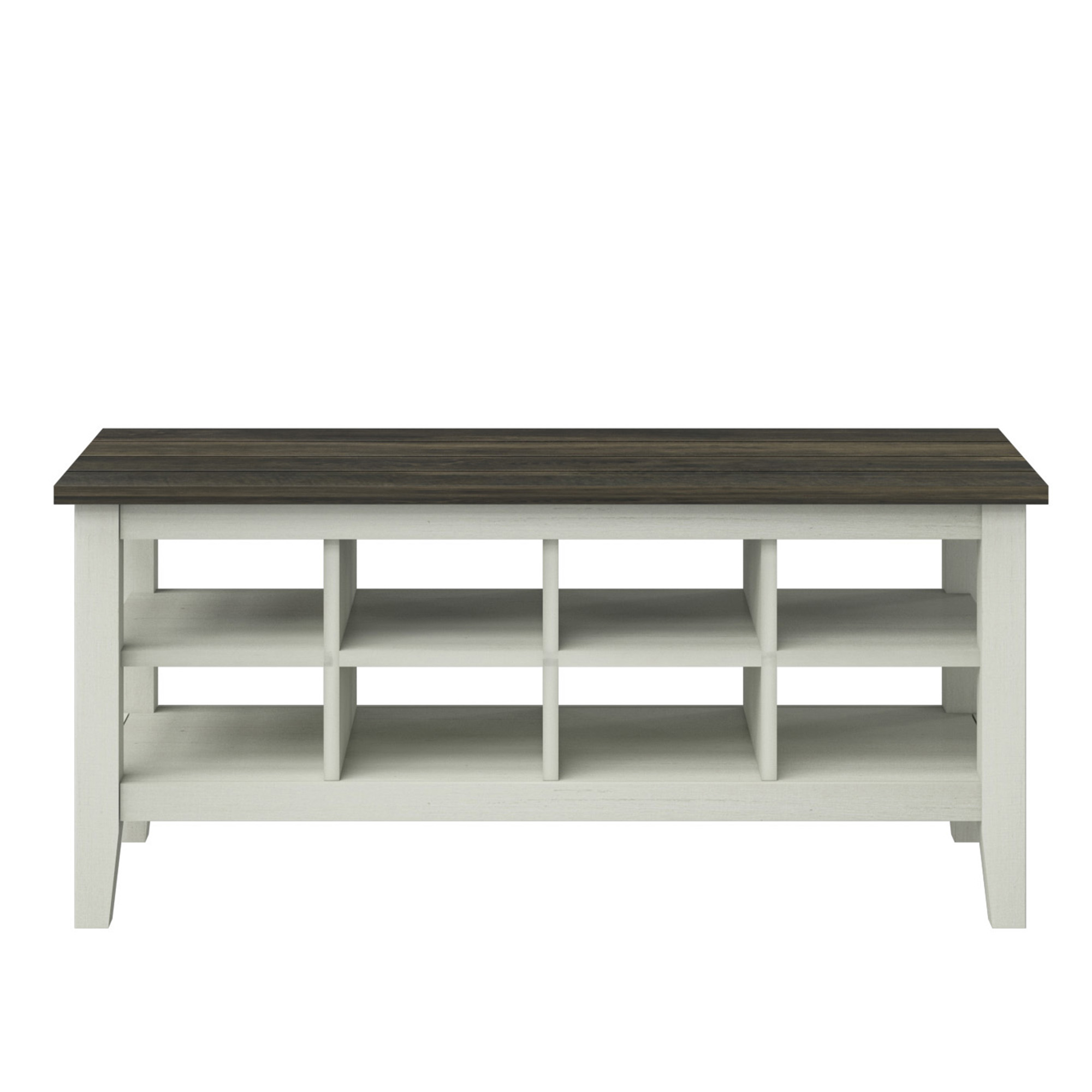 Twin Star Home Two-Tone Storage Bench with Planked Top in Old Wood White, 40”W x 15.5”D x 17.8”H - image 4 of 7