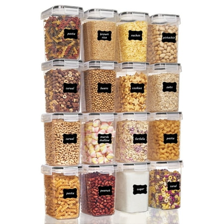 vtopmart airtight food storage containers 16 pcs/1.6l- plastic bpa free kitchen pantry storage containers  black