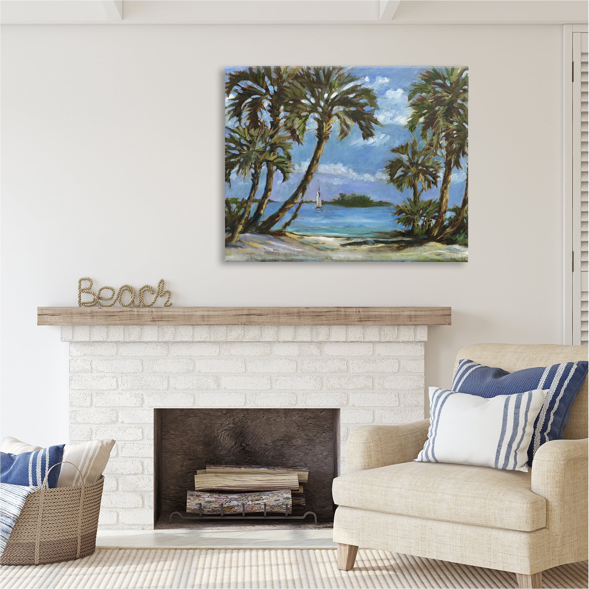 Stupell Industries Summer Palms Landscape Landscape Painting Gallery Wrapped Canvas Art Print Wall Art, 48 x 36
