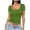 Green, variant on Women's Square Neck Short Sleeve Double Layer Tops Basic Slim Fit Going Out T Shirt Tops