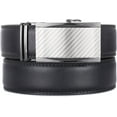 thumbnail image 6 of marino mens genuine leather ratchet dress belt with automatic buckle, enclosed in an elegant gift box - gunblack silver adjustable from 28" to 44" waist, 6 of 7