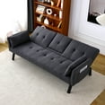 thumbnail image 2 of Aukfa 70" Convertible Futon Sofa Bed for Home Office, Linen Loveseat with Cup Holder, Gray, 2 of 11