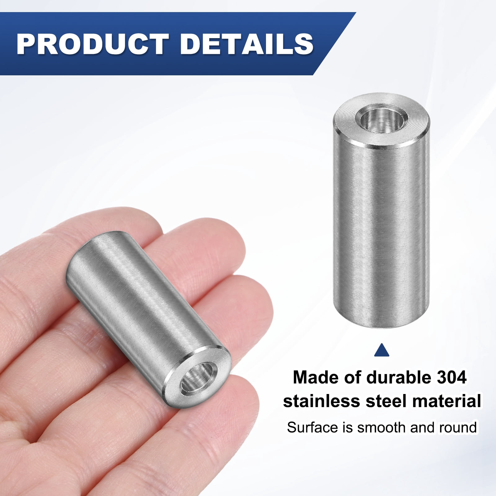 Uxcell 12PCS M6 304 Stainless Steel Spacers 6mm ID x 14mm OD x 30mm L Round  Metal Spacer for Screws Bolts