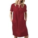 thumbnail image 4 of Vestido de mujer de lino y algod贸n, vestido midi primavera verano vestido Irfora borgoña/Grande, 4 of 4