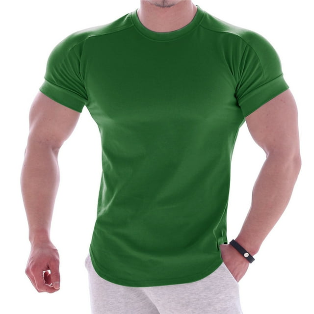 Mens Fitness Short-sleeved Sports Quick Dry T-shirt Stretch Training Clothes
