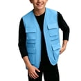 thumbnail image 2 of Kids Cargo Vest Utility Fishing Vests Multi Pockets Zip Up Sleeveless Casual Fashion Jacket for Young Boys and Girls Sky Blue 9-10 Years, 2 of 6