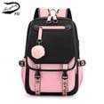 thumbnail image 2 of Fengdong Mochila Escolar de Lona con Puerto USB, Negro, Rosa, Bolsa Grande, Macuto para Adolescente, Cartera para Niña, Bolsa para Estudiante, Bolso para Libros, Moda, 2 of 4